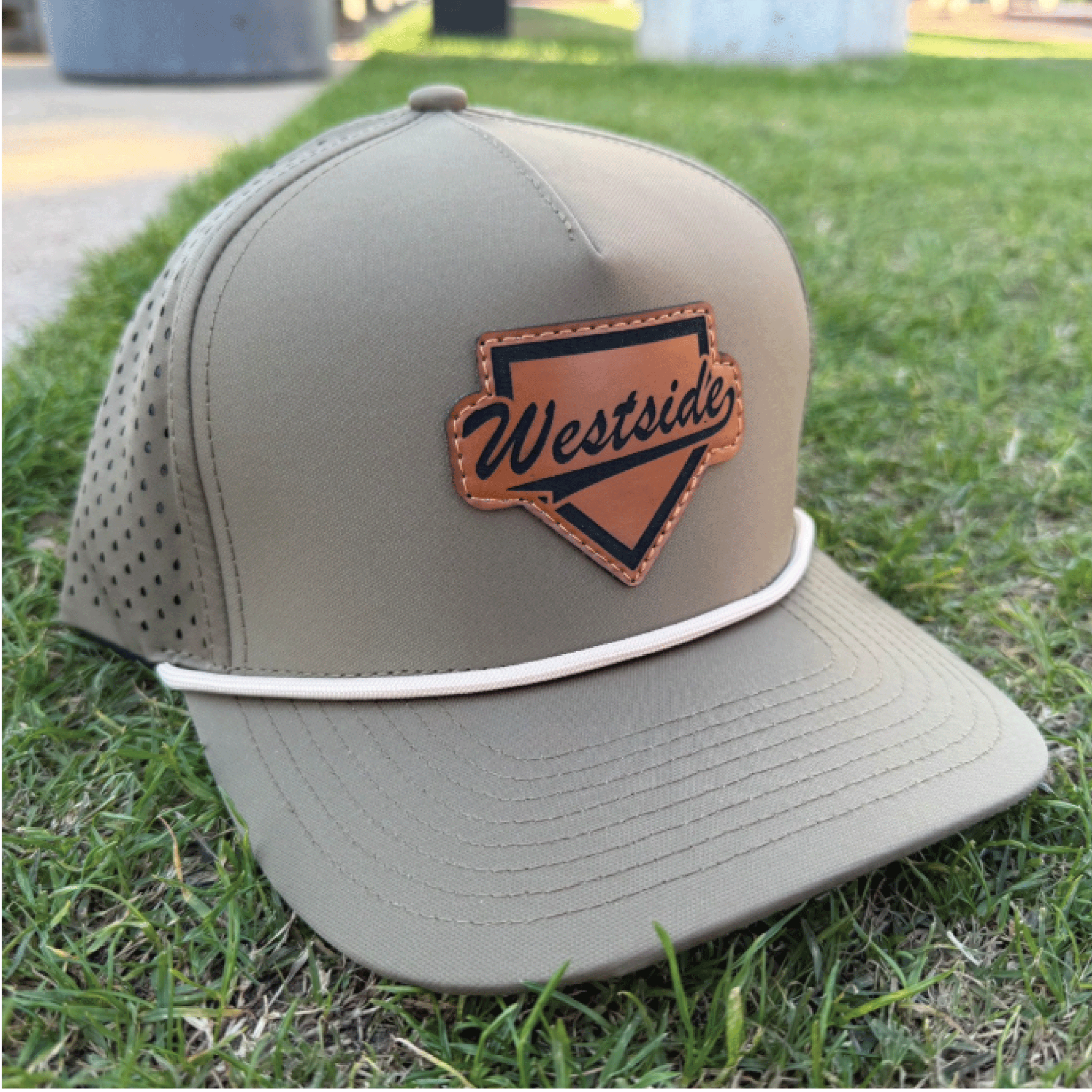 Dark Olive Leather Patch Hat