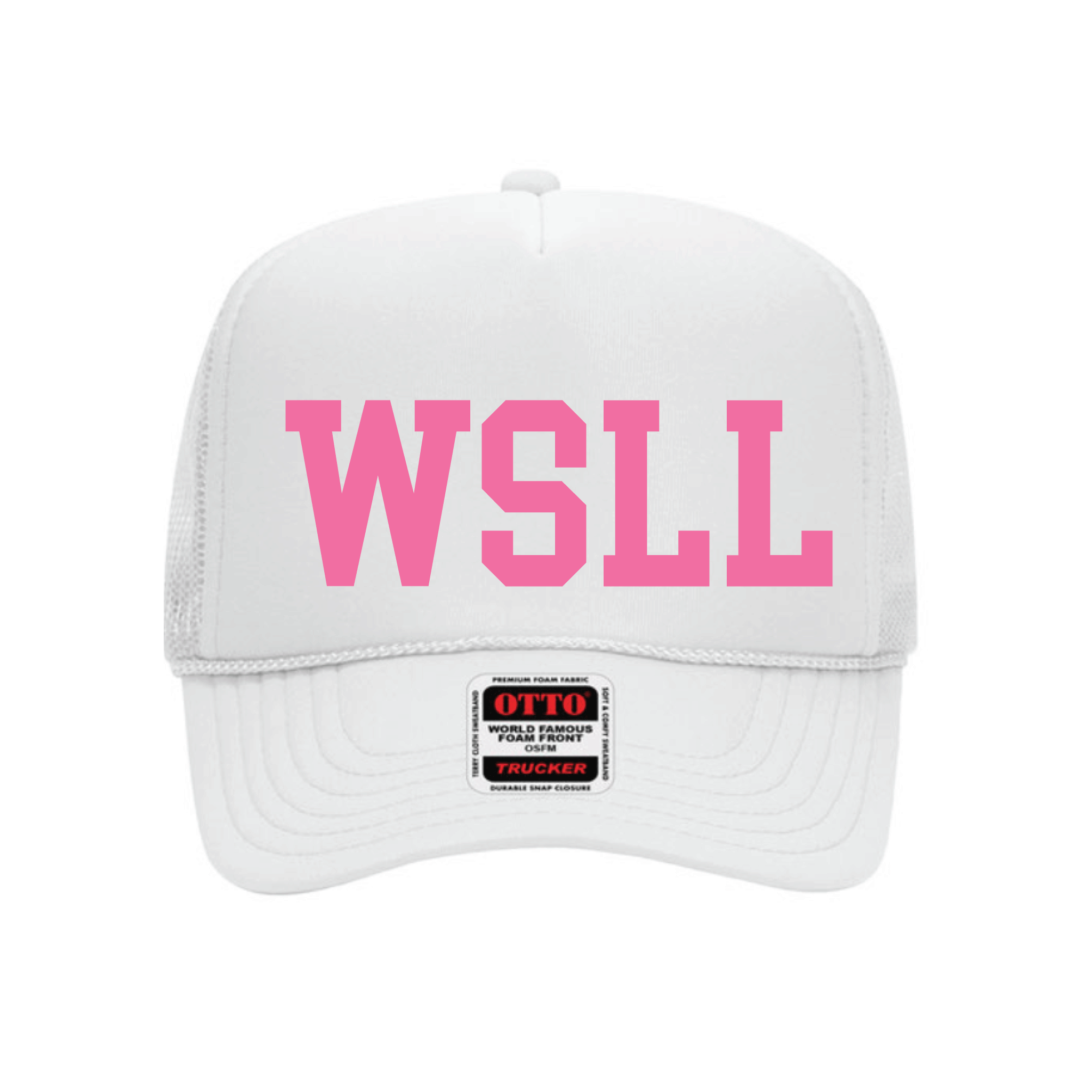 White/Hot Pink 3D Puff Trucker Hat (Youth/Adult)